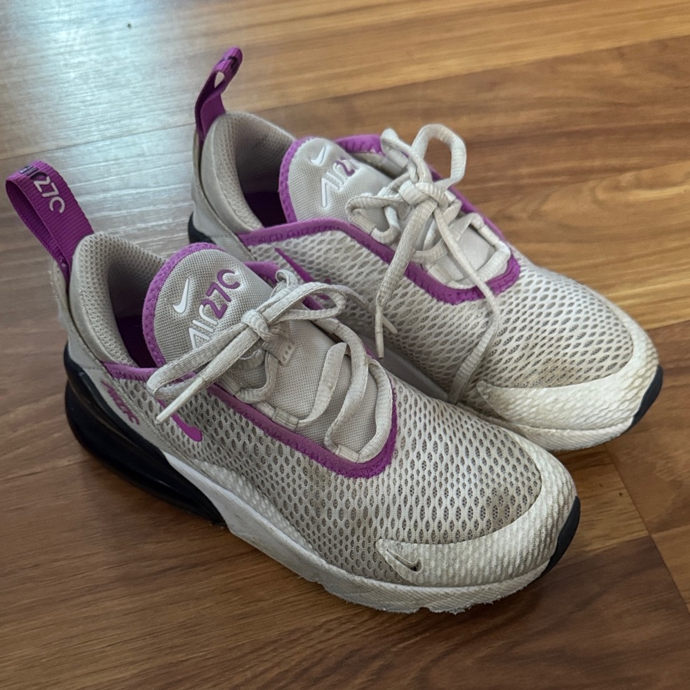 Nike Kids Cream and Purple Sneakers